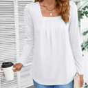 Ladlop Summer Square Neck Tank Tops for Women Pleated Loose Fit Casual Sleeveless Tops Shirts Flowy (White, XL)