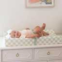 Tiny Twinkle Diaper Changing Pad for Dresser & Nursery Table Waterproof, Wipeable & Mess-Proof Baby Changing Pad with Safety Strap, Non-Slip Base & Removable Washable Cover(Sage Checkers)
