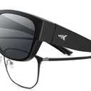 KastKing Chariton Fit-Over Polarized Wrap Around Over Sunglasses for Men and Women, Ideal for Driving Fishing Cycling Running (A.matte Black Frame, Smoke Mirror)