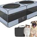 2-in-1 Dog Playpen, 58''Pop Up Cat Puppy Pet Playpen Indoor/Outdoor Cats Enclosed, Cat Dog Tent Crate Cage Kennel, Portable Playpen for Kitten, Small Animals Play Pen(No Divider, Unified Space)