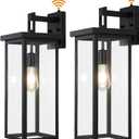 tewei 2 Pack Dusk to Dawn Large Outdoor Wall Lantern, 20 Inch Black Exterior Wall Light Fixtures, Large Porch Light with Clear Shade Sensor Modern Outdoor Sconce Lights for House Garage, E26 Base