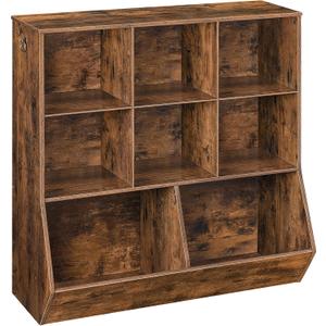 HOOBRO Kids Bookshelf, Toy Storage Cabinet, Kids Toy Organizer, 8 Cubicles, Bookcase Footboard, Bookshelf for Kids, for Playroom, Bedroom, Nursery, School, Rustic Brown