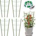 TOCCYARD 4 Pack Plant Support Tomato Cages for Garden, 18 Inches Small Tomato Cages and Supports with Adjustable Rings for Garden Pots, Plant Stakes Tomato Trellis Rings for Climbing Plants