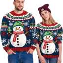 Colorful House Unisex's Ugly Christmas Jumper Sweater Printed Pullover,3D Funny Digital Print Sweatshirt Suit for Men Woman (Green Hat Snowman)
