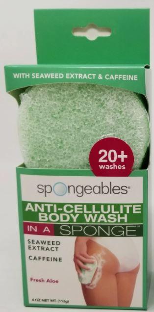 Spongeables Anti Cellulite Body Wash in Sponge Fresh Aloe Scent 4 oz. 1 Pack