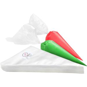 Keenpioneer 10-Inch Disposable Decorating & Pastry Bags, Tipless Icing Piping Bag for Cake, Cream Frosting and Cookie Decoration, Pack of 100 (Clear)