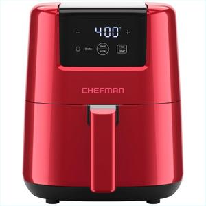CHEFMAN 2 Qt Mini Air Fryer  Digital Space-Saving Compact Air Fryer with Nonstick and Dishwasher Safe Basket, Quick & Easy Meals in Minutes, Features Digital Timer and Shake Reminder  Red