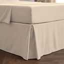 Mellanni Bed Skirt King Size - Bed Skirting - 15-Inch Tailored Drop Pleated Dust Ruffle - Hotel Luxury Bedding - Wrinkle, Fade, Stain Resistant - 1 Bedskirt (King, Beige)