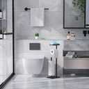 Kitsure Toilet Paper Holder Free Standing  Rustproof Metal Toilet Paper Stand for 4 Rolls with Anti-Slip Base and Shelf for Phone & Small Items, Bathroom Organizers and Storage, Medium, Black (Medium - 1 Pack)