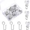 Zonon 100 Pcs Curtain Track Roller and Hooks Kit Dual Wheel Roller Carrier Ceiling Mount Gliders Stainless Steel Hooks for Ceiling Mounted Shower Curtains, Drapes, and Room Dividers