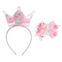 Birthday Crown Headband and Hair Bow for Baby Girls 1 2 3 4 5 6 Years Birthday Pink Tiara Photoshoot Tiara For Birthday Party