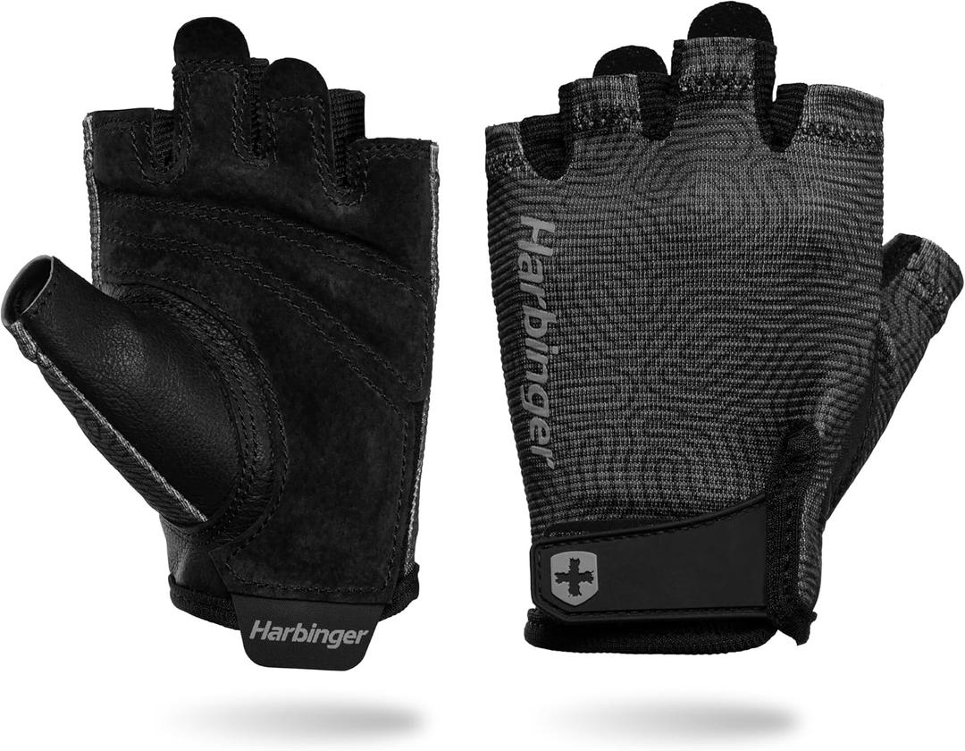 Harbinger Pro Gloves 3.0 - High Performance Training Gloves, Enhanced Grip, Breathable 4-Way Stretch, Adjustable Wrist Closure, Women's (Medium, Carbon)