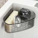 Plman Sink Strainer Basket, Triangle Suction Cup Sink Corner Rack, New Upgraded Corner Sink Strainer with Drainage Hole, Punch-Free Corner Sink Garbage Catcher for Kitchen and Bathroom (Black)