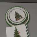 Yungyan 150 Pcs Christmas Paper Plates and Napkins Set Green and White Disposable Set for 50 Guests Christmas Tree Design Party Table Decorations Disposable