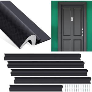 Yuntau 5 Pcs Screw on Door Weather Stripping 42" 36" Exterior Door Weather Stripping with Aluminum Carrier and Foam Gasket, V Shaped Soundproof Seal for Sides and Top (Black)