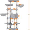 Heybly Cat Tree, 68 inch Multi-Level Cat Tower for Indoor Cats, 2 Widened Plush Perches Cat Condo with Scratching Board and Big Caves, Light Gray HCT025W