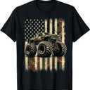 Monster Truck USA Flag 4th July T-Shirt, Small
