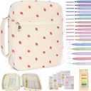 Bible Cover Case for Women Corduroy Bible Case for Girls Large Bible Cover with Handle Bible Study Supplies Accessories Christian Gifts for Women (red Strawberry, Medium)