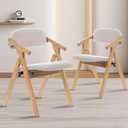 SinFurn Grod Folding Chairs with Padded Seats,Wooden Stackable Dining Chair,Easy to Store Foldable Dining Chairs for Kitchen, Living Room, Wedding Party Picnic (Beige)