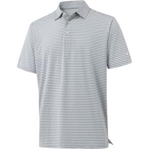 Rouen Golf Shirts for Men Moisture Wicking Lightweight Dry fit Performance Sports Stripe Collared Golf Polo Shirts for Men (Gray, XXL)