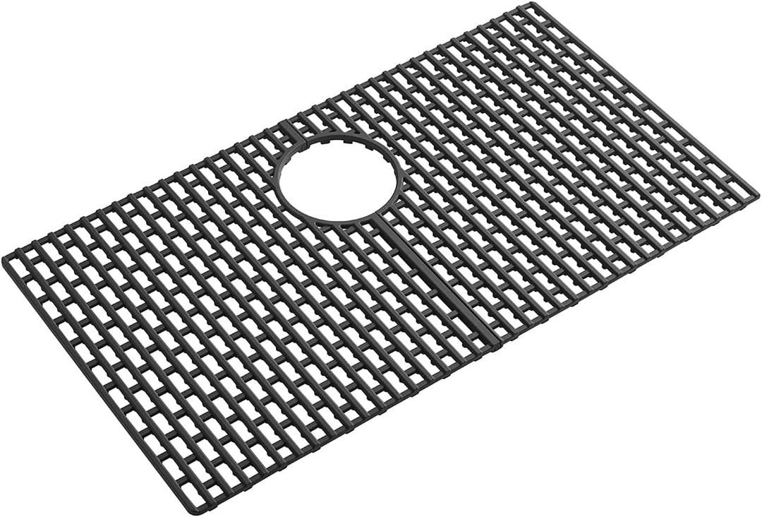 Serene Valley Silicone Kitchen Sink Protector SVSBG2815-MB, Heat Resistant Sink Mat in Matte Black, Rear Drain 28-1/4" L x 15-1/4" W x 0.5" H (Matte Black)