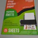 JOYEZA Premium Printable Vinyl Sticker Paper for Inkjet Printer - 25 Sheets Matte White Waterproof, Dries Quickly Vivid Colors, Holds Ink well- Tear Resistant - Inkjet & Laser Printer