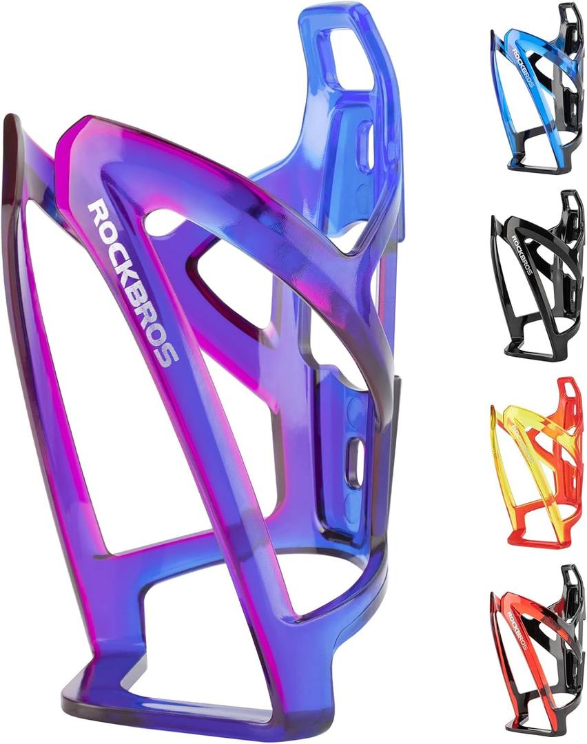 ROCKBROS Bike Water Bottle Holder Ultra-Light Bicycle Bottle Cages with Screws Tool, Universal Bike Cup Holder Rack for Road MTB Bikes (Standard, Purple-Blue)