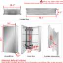 Fundin Aluminum Bathroom Medicine Cabinet with Framless Double Sided Mirror Door15 Inch x 24 Inch Recess or Surface Mount, Silver