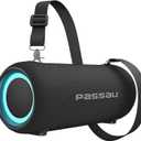 Passau Portable Bluetooth Speakers Loud 40W Peak Stereo Sound, Passive Radiators-Deep Bass, All Day Playtime, Adjustable Strap, BT5.3, IPX5 Wireless Speaker RGB Lights for Indoor Outdoor (Black)