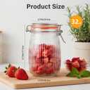 6Pcs 32oz Airtight Glass Jar, Wide Mouth Mason Jars with Clamp Lids, Stripe | Food Storage Containers for Home, Kitchen, Camping, Picnic