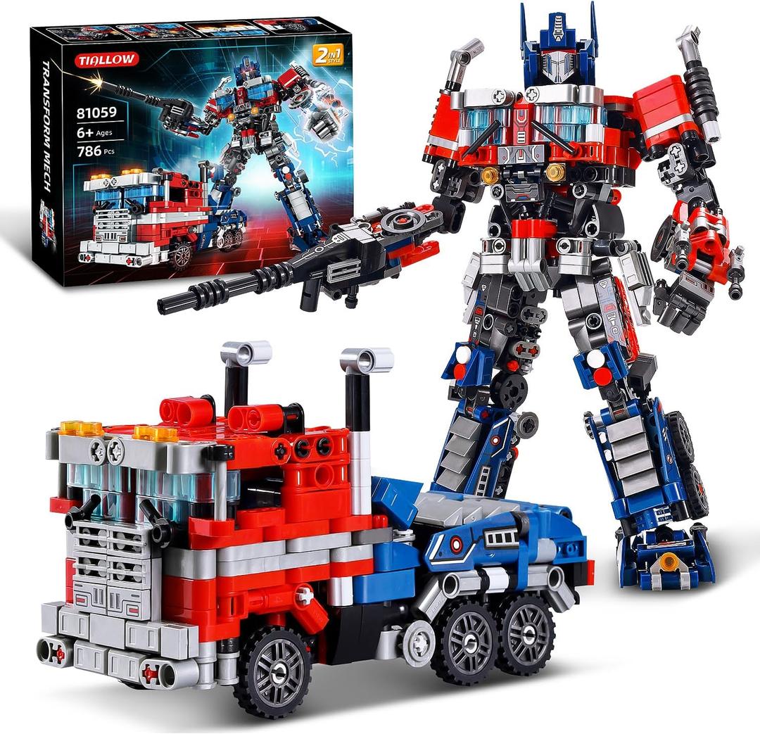 TIALLOW Transform Sets Robot Building Block Toys2 in 1 STEM Robotics Transforming Truck Mech Building kitCompatible with LegoChristmas Birthday Gift for Adults Boys Age 8-12 (Blue)