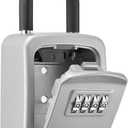 Puroma Key Lock Box, 4-Digit Combination Key Storage Lockbox, Portable Wall Mounted Security Lockbox with Code for Home, Flats, Realtors Garage Spare Keys (1 Pack, Silver)