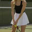 eoeoo Women's Flared Mini Skirt Stretchy High Waist Flowy Ruffle Hem Skater Skirt (White, M)