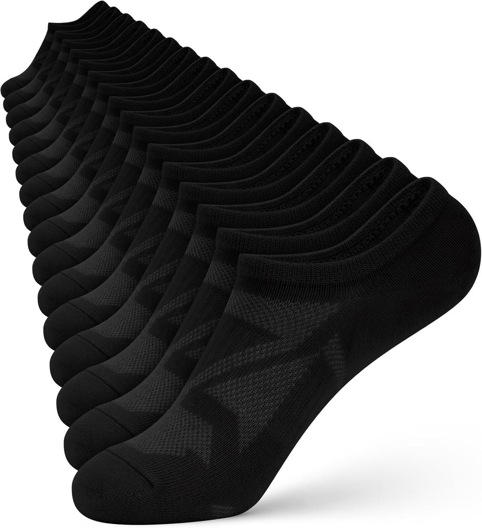 wernies No Show Socks Women - 8 Pairs Ankle Socks for Women, Low Cut Socks Short Cotton Socks, Invisible Casual Socks (Black)