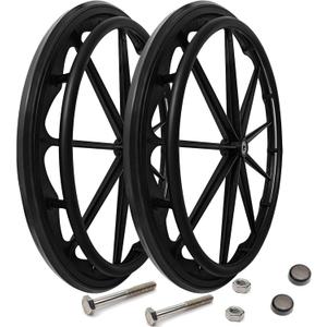 Wheelchair Wheel Replacement Parts 24 Inch, Wheelchair Wheel Replacement with Bearings and Hand Wheel, Non-Pneumatic Solid Wheelchair Rear Wheel (24 * 1(1 Pair))