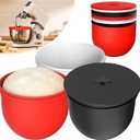 Silicone Liners for KitchenAid 7 Quart Stand Mixer - Bwol Liners for Kitchen Aid Mixer, No More Mixer Bowls Needed - 3 Liners & 3 Lids, Red & White & Black