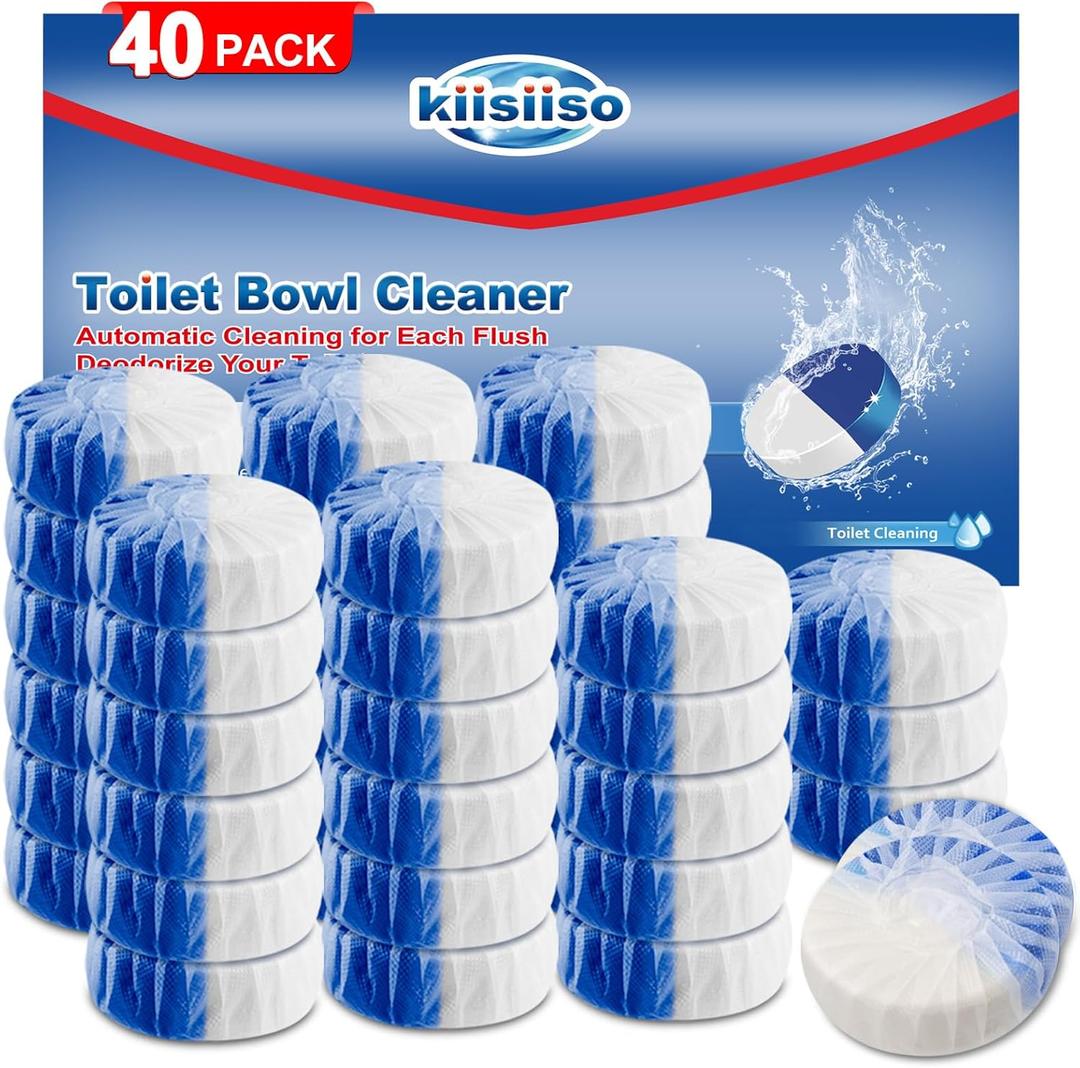KIISIISO Toilet Bowl Cleaners 40 PACK, Long-Lasting Toilet Bowl Cleaner Tablets with Sustained-Release Technology Against Tough Stains, Automatic Toilet Cleaner for Deodorizing & Descaling