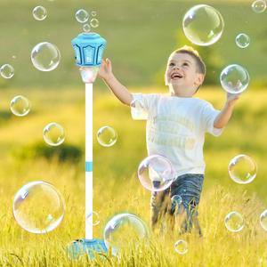 Bubble Maker Stand Machine with Lights and Music for Outdoor, 21-47 Inches Adjustable Bubble Torch, Bubble Machine for Wedding Birthday Outdoor Party (Blue)