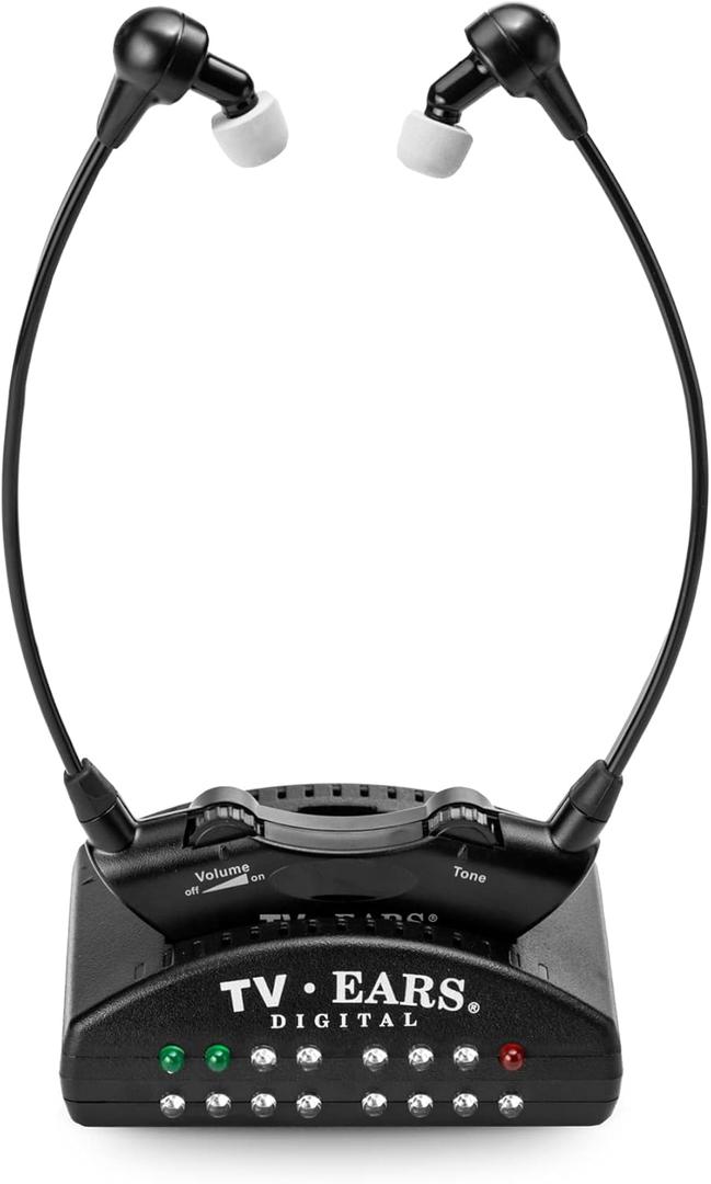 TV Ears Digital Wireless Headset System - Personal Volume Control, Quiet to Loud, Supports Most TV Brands, Ideal for Seniors & Hearing Impaired, Plug N' Play, No Pairing/Audio Delay, Dr Rec -11741