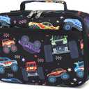 CAMTOP Lunch Box Kids Boys Insulated Lunch Cooler Bag Reusable Lunch Tote Kit for School Travel (Black Monst Truck)