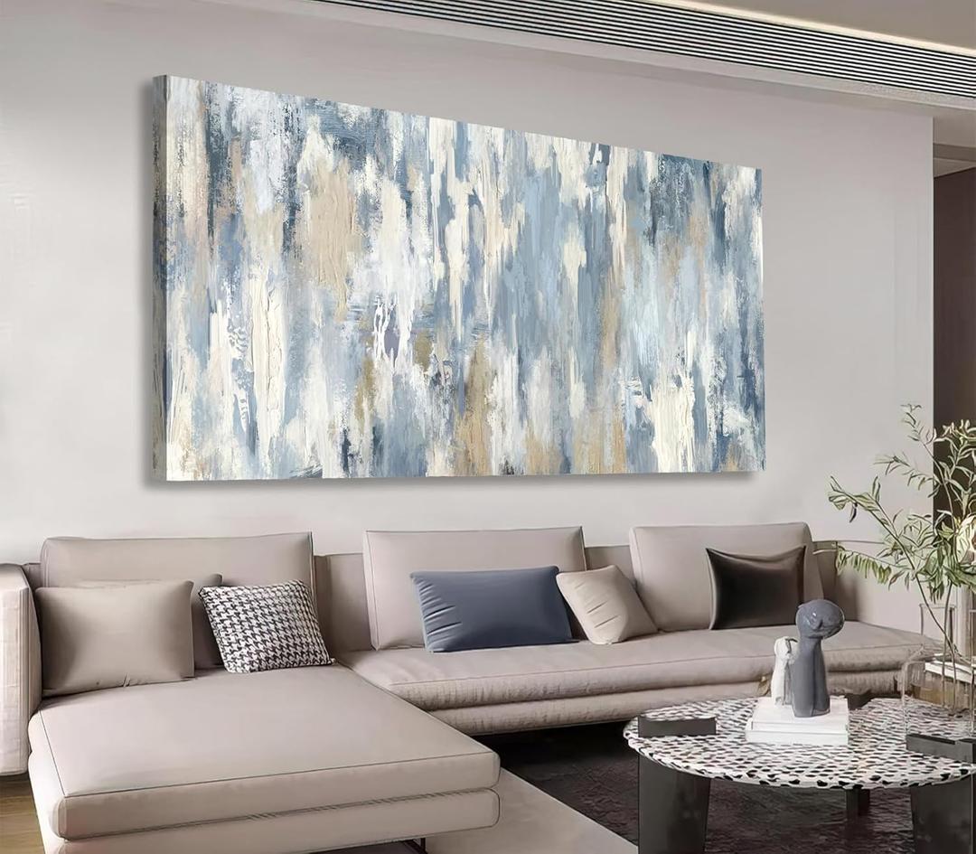 Shoci Large Abstract Wall Art - Gray Blue Beige Canvas Pictures for Living Room Contemporary Painting Prints Decor Modern Graffiti Artwork Wall Art for Bedroom Home Office Decoration 24" X 48"