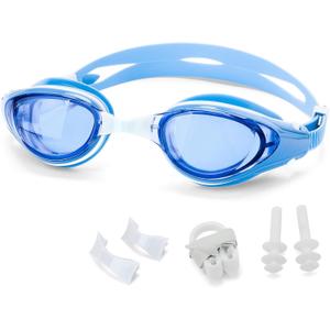 WAVE Nearsighted Swim Goggles, Shortsighted Swimming Goggles for Adults Youth, Anti Fog UV Protection Comfort Silicone Frame (-1.5, Aqua Blue)