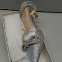 Susanny Women's Wedding Shoes Silver Bow Heels Sparkly Closed Toe Strappy Glitter High Heels Sexy Rhinestone Ankle Strap Pumps Bridal Party Dress Shoes, 7.5