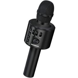 BONAOK Wireless Bluetooth Karaoke Microphone,3-in-1 Portable Handheld Karaoke Mic Speaker Machine Home Party Birthday for All Smartphones Q37 (Black)