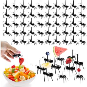 60 Pcs Ant Toothpicks Fruit Dessert Forks, Reusable Fruit Picks Animal Appetizer Forks for Snack Cake Dessert for Kitchen Halloween Birthday Party