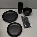 EI 42pcs Wheat Straw Dinnerware Set,Unbreakable Reuasble Plate,Plastic Plates and Bowls Sets,Lightweight Dinnerware for Camping,Picninc,Party-Black Bowls,Plates,Cups,Cutlery