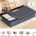 Under Bed Storage Containers with Lids - 2 Pack, Foldable and Stackable Clothes Storage Bags with Clear Window, 3-Sided Handles and Label Slot for Clothing, Blankets, Pillows (Grey)