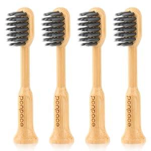 PONPACE Bamboo Electric Toothbrush Replacement Heads Compatible with Gleem, with Soft Charcoal Infused Bristles