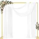 Fomcet 8FT x 8FT Backdrop Stand Heavy Duty with Base, Gold Portable Adjustable Pipe and Drape Backdrop Stand Kit, Square Metal Arch Party Frame for Wedding Birthday Parties Banquet Decorations