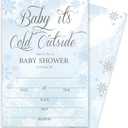 2 x Baby Its Cold Outside Baby Shower Invitations  Winter Baby Shower Girl Cards, Light Blue & White Snowflake Design, 4x6 Inches, Set of 20 with Envelopes, Party Supplies(093)